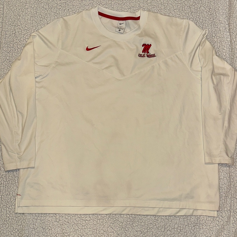 Ole Miss Nike White Lightweight Crewneck Pullover/Heavy Shirt